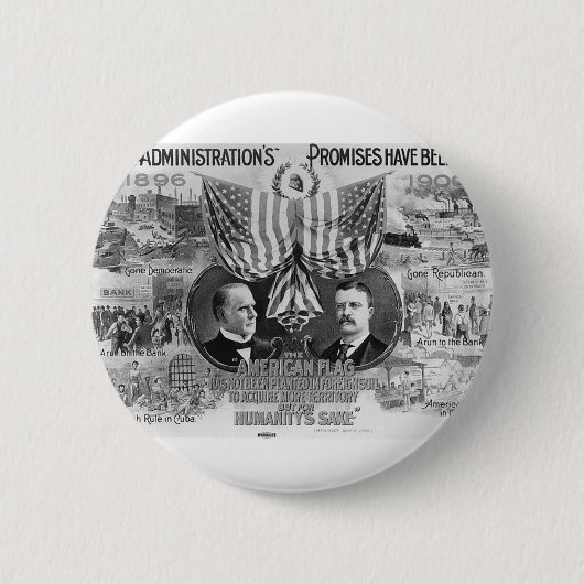 1900 Mckinley-Teddy Roosevelt Ronde Button 5,7 Cm (Voorkant)