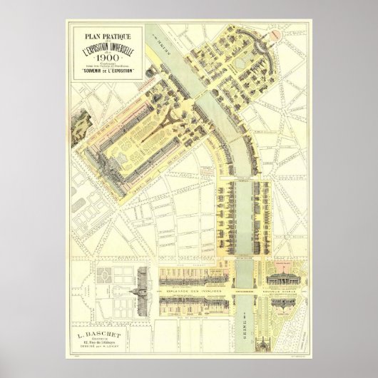 1900 Paris Expo Map Poster (Voorkant)