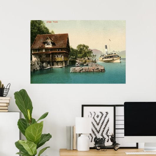 1900 Treib en het Lucerne-meer Poster (Thuiskantoor)