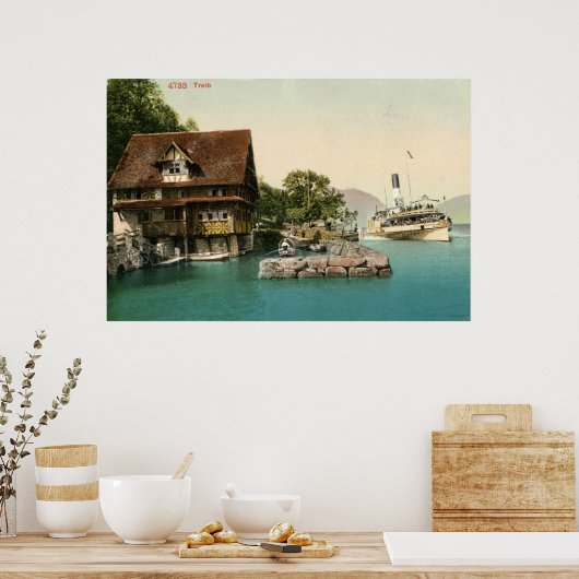  1900 Treib en het Lucerne-meer Poster (Keuken)