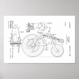 1900  US Patent Art-afdrukken voor fietsen Poster