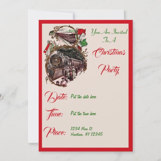 1900s Accueil pour Noël Train Party Invitation (Dos)