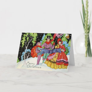 1900s Art Deco Christmas Kaart