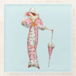  1900's vrouw glazen onderzetter