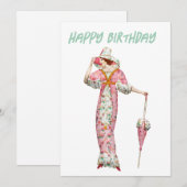  1900's vrouw Happy Birthday Feestdagenkaart (Voorkant / Achterkant)