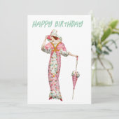  1900's vrouw Happy Birthday Feestdagenkaart (Staand voorkant)