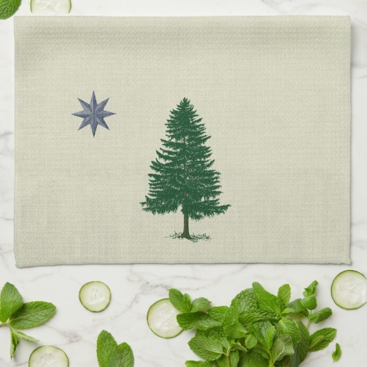 1901 drapeau du Maine - serviette de main vintage (Plié)