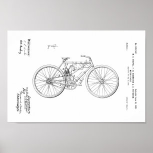 1901  gemotoriseerd fietspatroon afdrukken poster