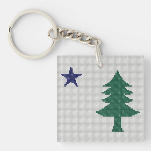 1901 Maine Flag Faux Cross Stitch Sleutelhanger (Voorkant)