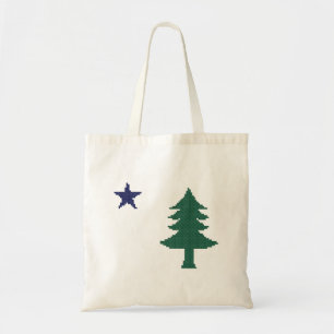 1901 Maine Flag Faux Cross Stitch Tote Bag