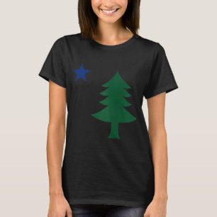 1901 Oude eerste vlag van de Maine Pine Tree en St T-shirt