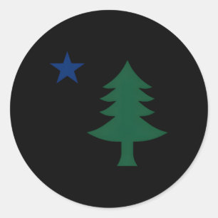 1901 Oude eerste vlag van Maine E Tree en Star Ronde Sticker
