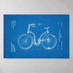 1902  blauwdruk voor fietspatronen afdrukken poster