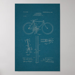 1903 blauwdruk voor fietspatronen afdrukken poster