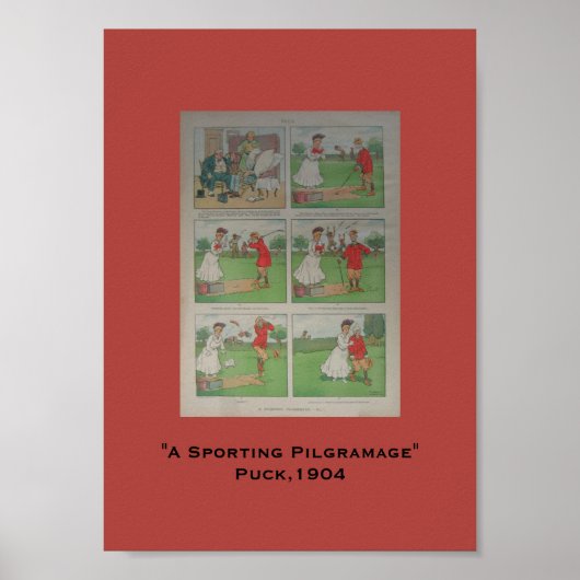 1904 Puck Golf Cartoon A Sporting Pilgramage Poster (Voorkant)