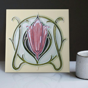 1905 Art Nouveau Gibbons UK Floral Tegeltje