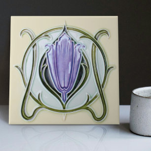 1905 Art Nouveau Gibbons UK Floral Tegeltje