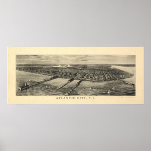 1905 Atlantic City NJ Birds Eye Uitzicht Panoramic Poster