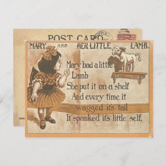 1905 Maria en haar Lam Rijm Post Kaart (Voorkant / Achterkant)