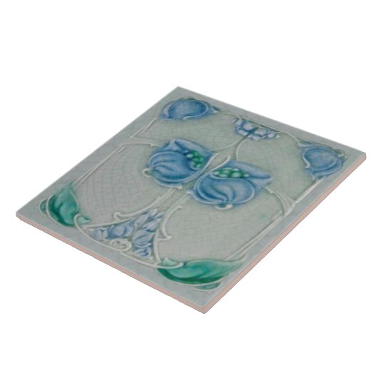 1905 Marsden Art Nouveau Blue Floral Repro Tile Tegeltje (Zijkant)