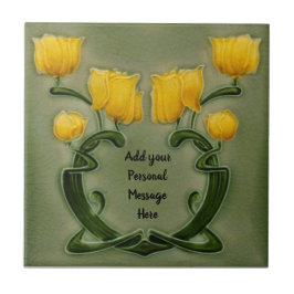 1905 Richards Art Nouveau Green Yellow Repro Tegeltje