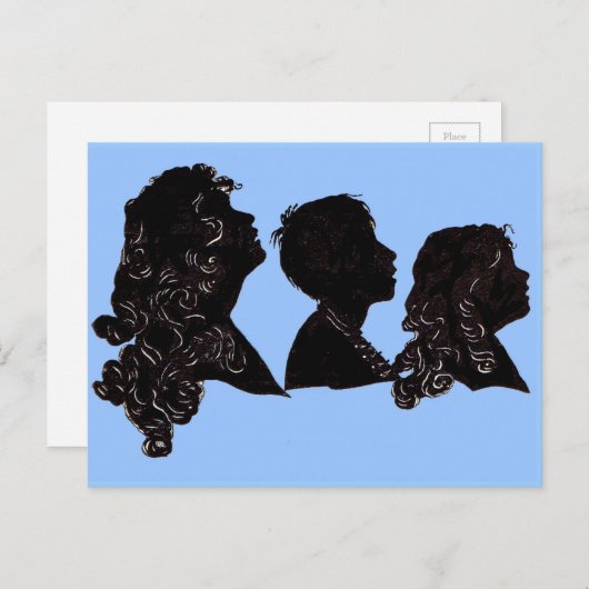 1906 familie silhouette moeder, zoon en dochter briefkaart (Voorkant / Achterkant)