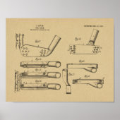 1907 Golf Club Head Patent Art Drawing Print (Voorkant)