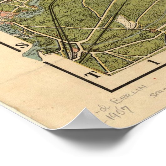 1907 plattegrond van het openbaar vervoer van Berl Poster (Hoek)