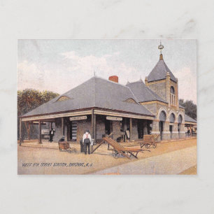1907 Treinstation, Bayonne, NJ Vintage Briefkaart
