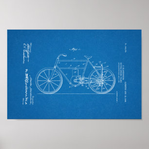 1908  blauwdruk voor fietspatronen afdrukken poster