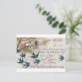 1908 Goede wensen Blauwe vogels Briefkaart (Staand voorkant)