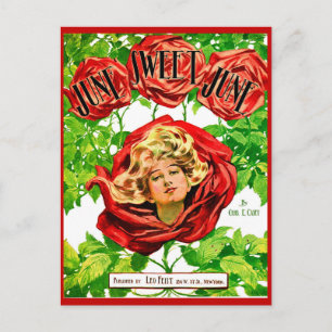 1908 June Sweet June sheet music cover Briefkaart