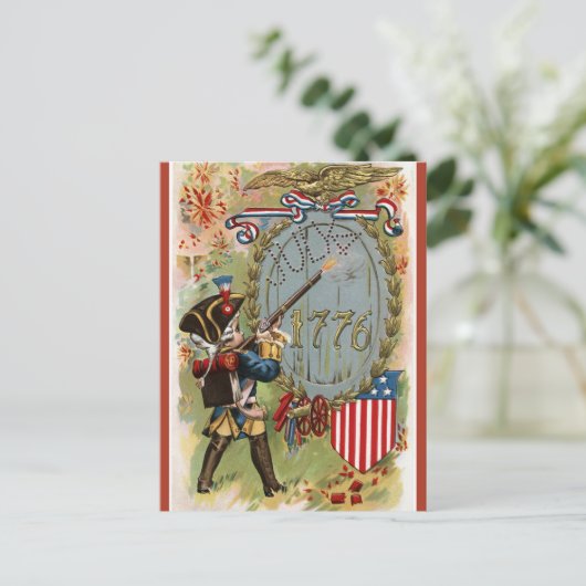 1908 Patriottisch Vierde juli Briefkaart (Staand voorkant)