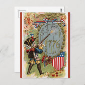 1908 Patriottisch Vierde juli Briefkaart (Voorkant / Achterkant)