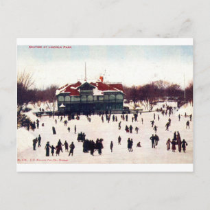 1908  skating in Lincoln Park, Chic Briefkaart