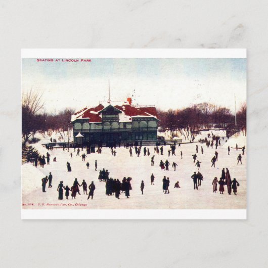 1908  skating in Lincoln Park, Chic Briefkaart (Voorkant)