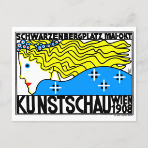 1908 Wenen Art Nouveau Art Show Fair Maiden Briefkaart