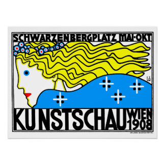 1908 Wenen Art Nouveau Art Show Fair Maiden Perfect Poster