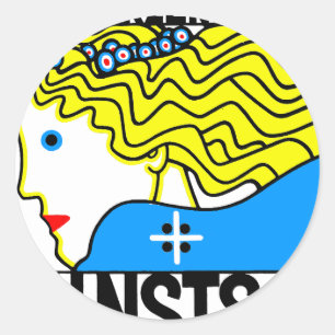 1908 Wenen Art Nouveau Art Show Fair Maiden Ronde Sticker