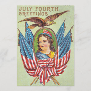 1909 4 juli ansichtkaart, vintage digitale downloa kaart