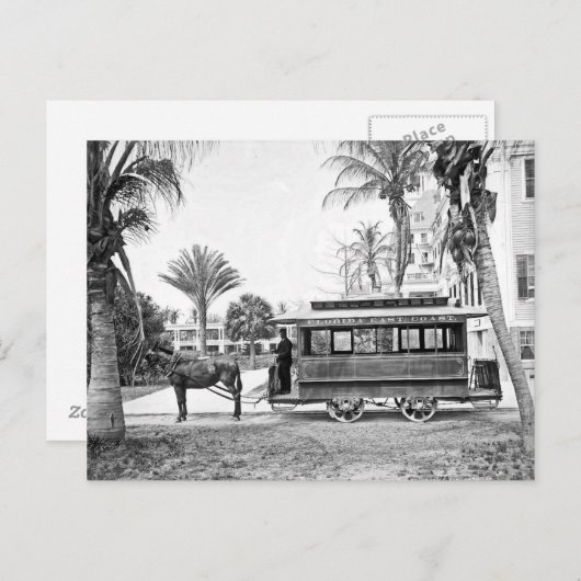 1909 Palm Beach Florida Trolley Briefkaart (Voorkant / Achterkant)