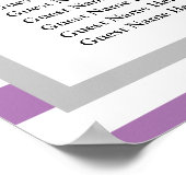 190 Paarse/Witte Stripes Wedding Seating Chart Poster (Hoek)