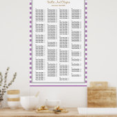 190 Paarse/Witte Stripes Wedding Seating Chart Poster (Keuken)