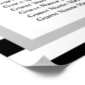 190 Zwarte/Witte Stripes Wedding Seating Chart Poster (Hoek)