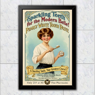 1910 Antieke Reclame voor Pearly White Tandpasta Poster