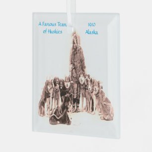 "-1910 beroemd Husky Dog Team-Alaska" Glas Ornament