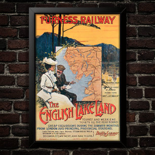 1910 Furness Railway Anglais Lakes Travel Poster