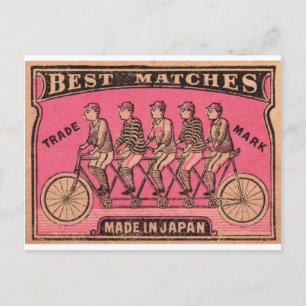 1910 Japans label voor tandem - fietsendoos Briefkaart