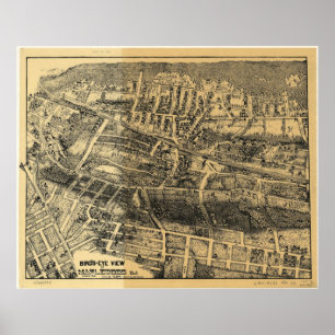 1910 Maplewood, NJ Birds Eye Uitzicht Panoramic Ma Poster
