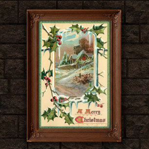 1910 Oude Kerstmis Hulst Poster Kunst